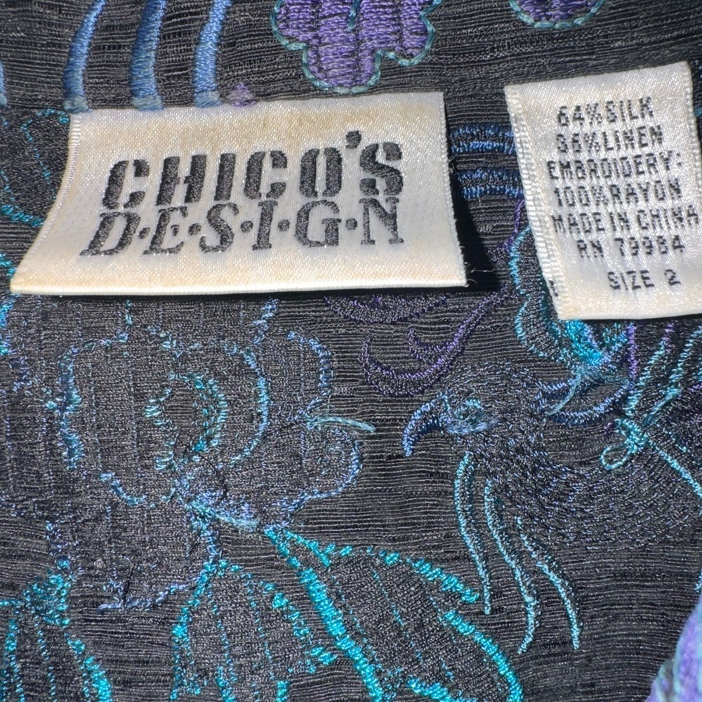 Chico's Black and Blue Floral Blazer - Picture 2 of 9